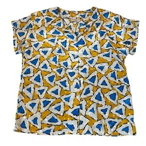 Vintage 80s/90s yellow patterned shirt, medium